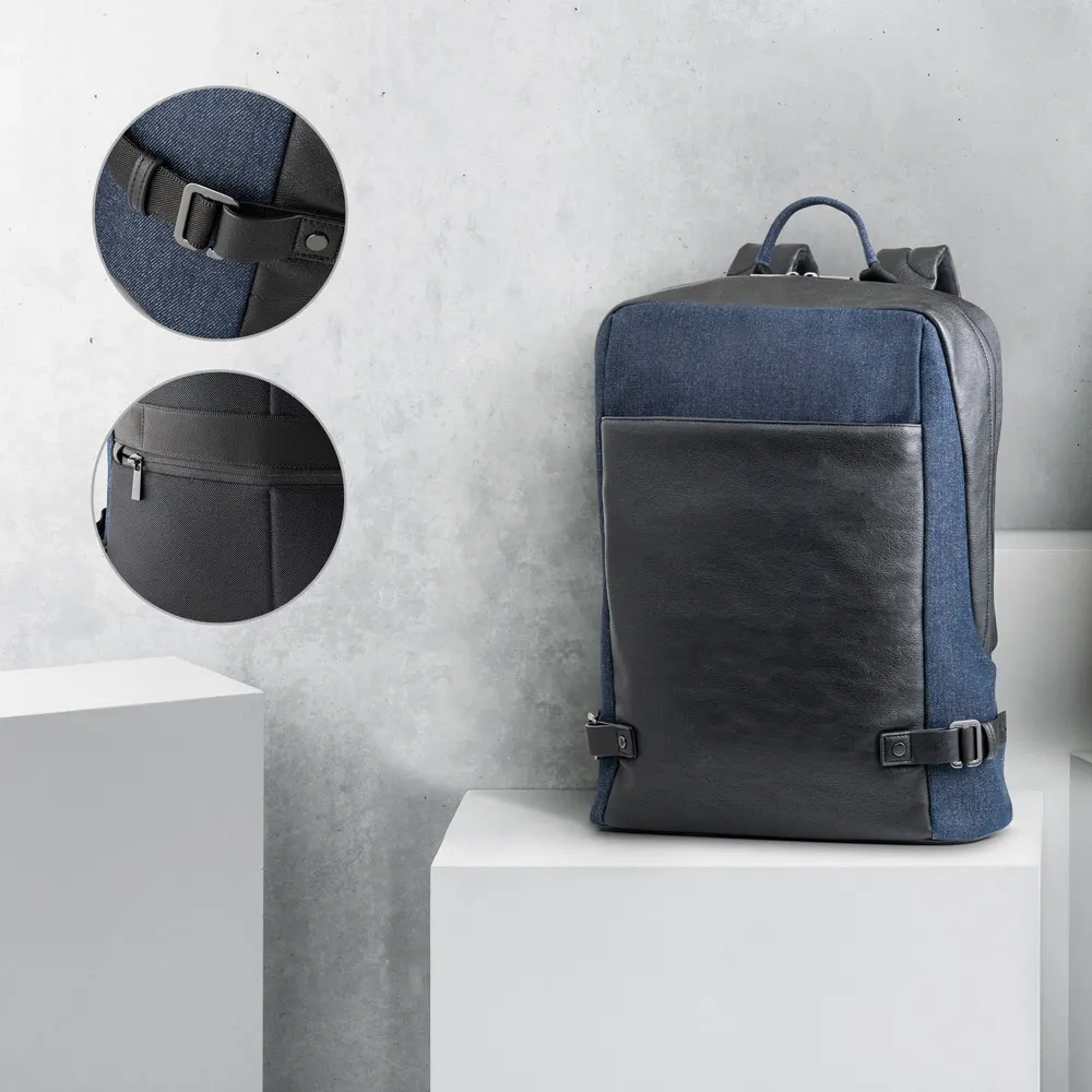 DIVERGENT BACKPACK I. Mochila para portátil de hasta 15.6'' en tejido vaquero y PU