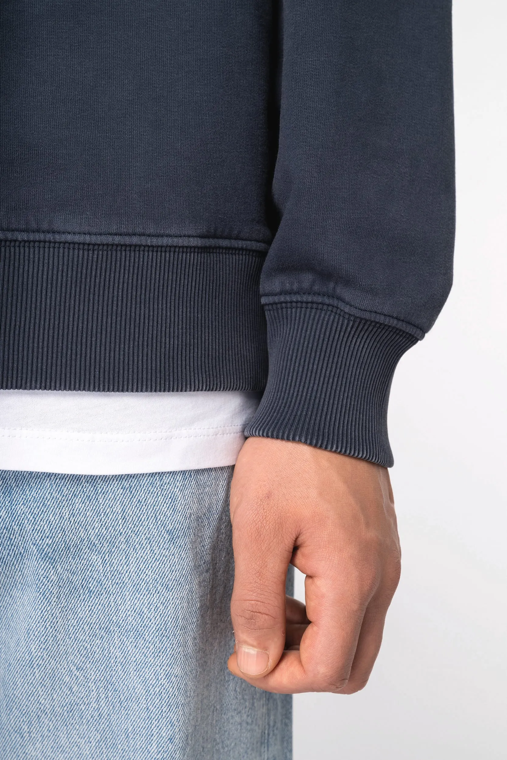 Sudadera ecorresponsable de cuello redondo efecto lavado oversize unisex