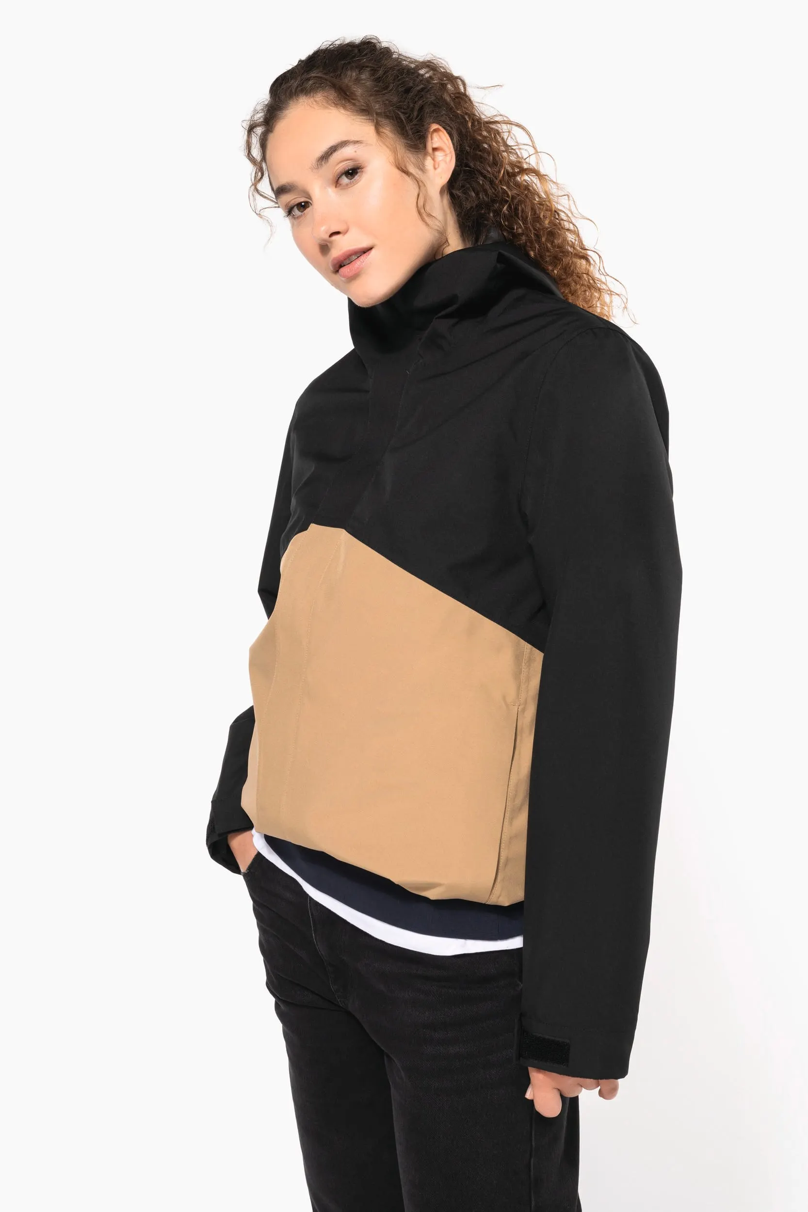 Parka 3 en 1 impermeable con capucha bicolor unisex