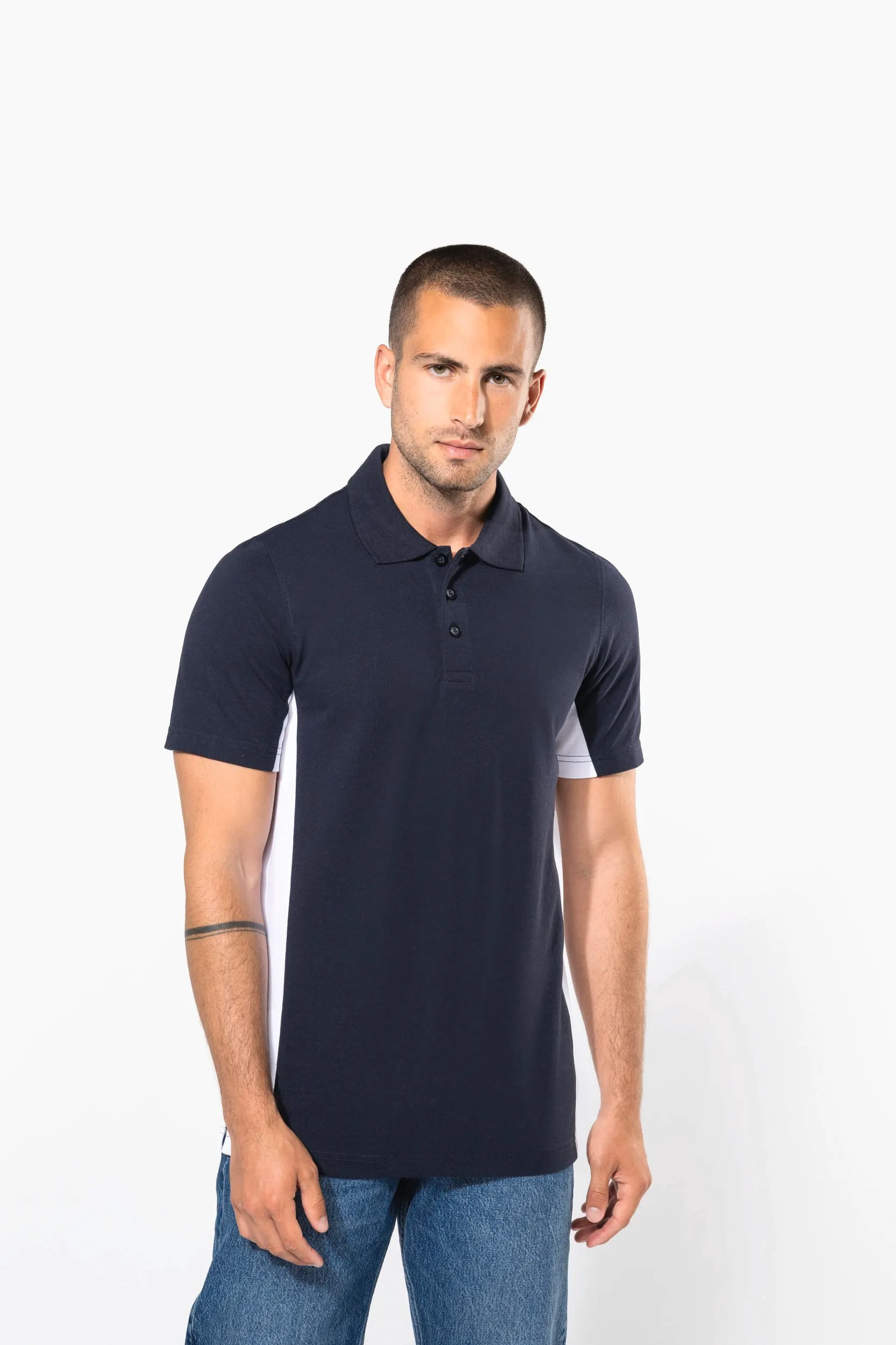Polo de punto piqué manga corta bicolor hombre