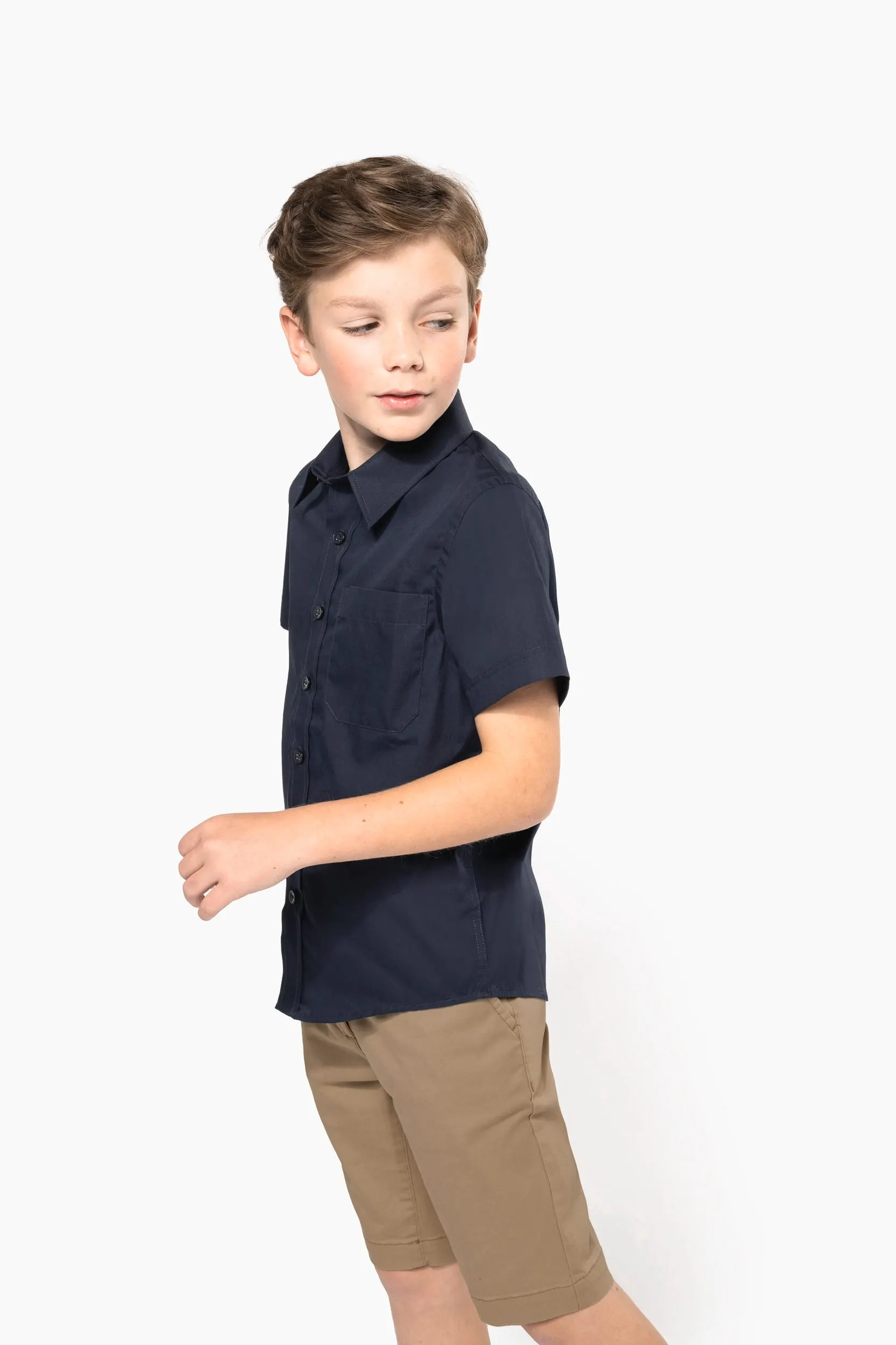 Camisa popelina manga corta niños