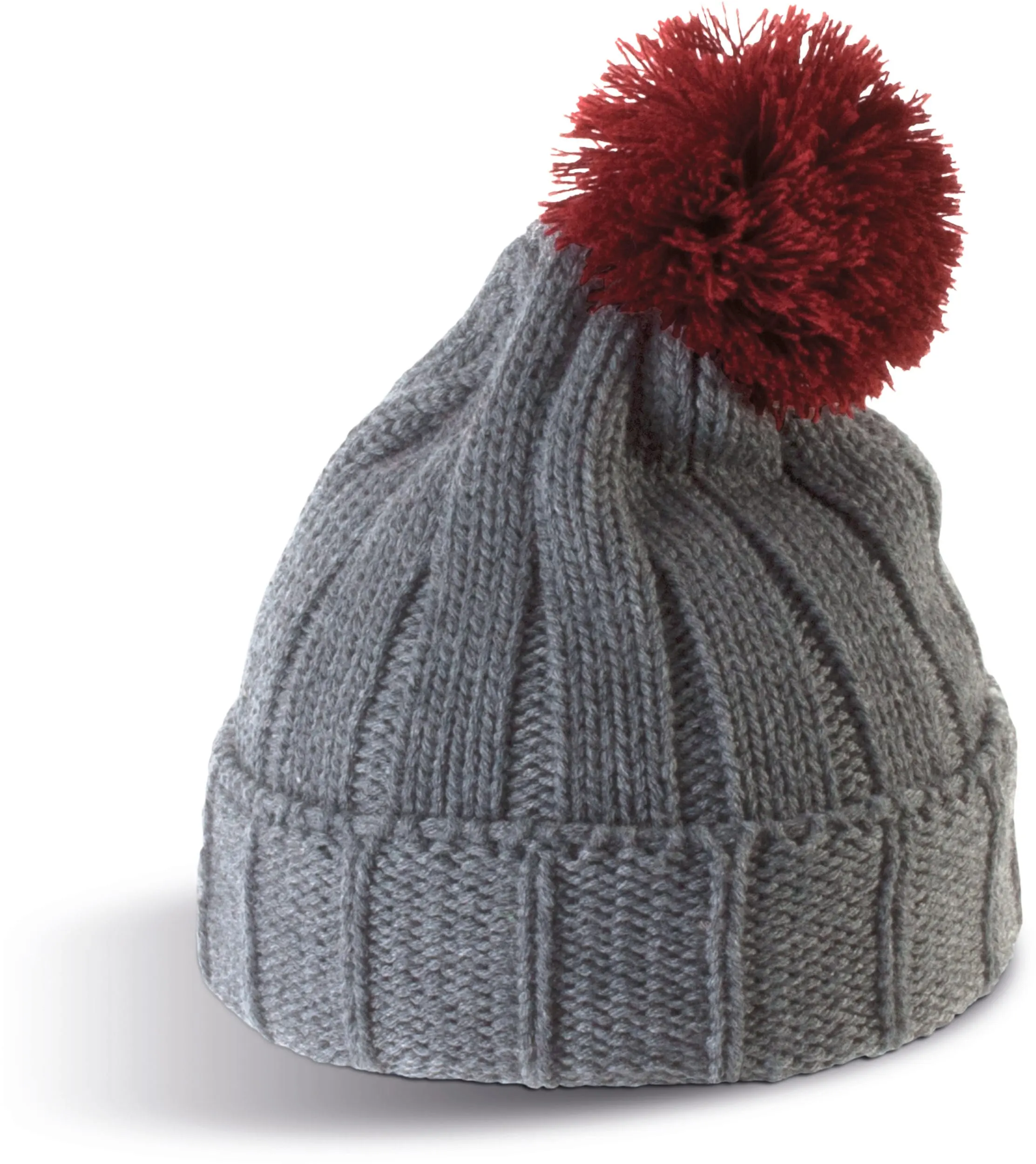 Gorro con pompón y dobladillo
