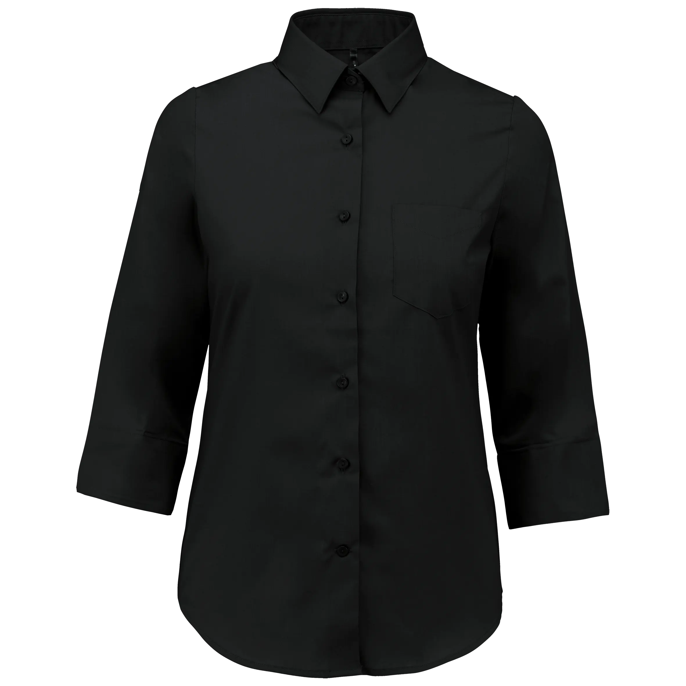 Camisa popelina de polialgodón manga 3/4 de fácil cuidado mujer