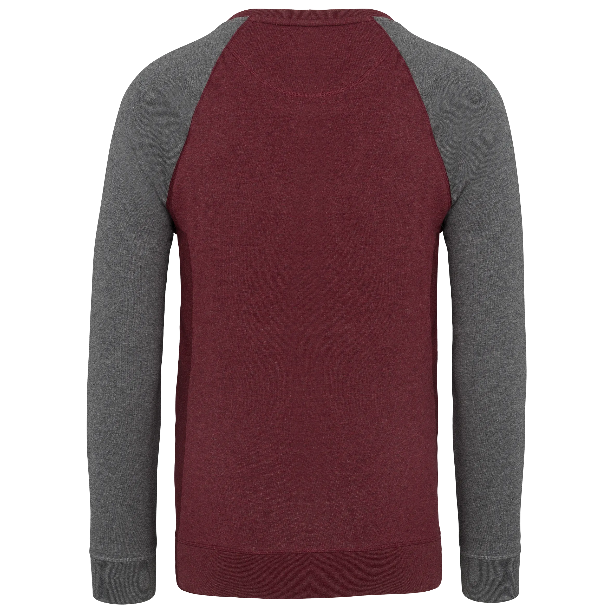 Sudadera bicolor algodón orgánico French Terry cuello redondo mangas raglan hombre
