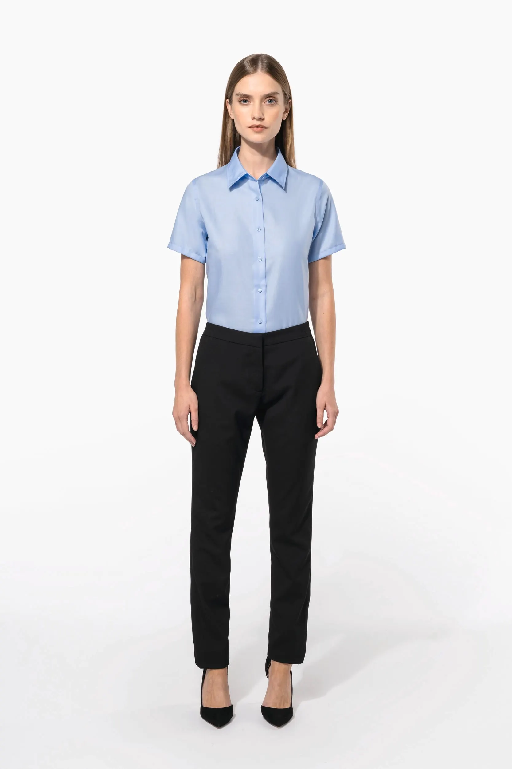 Camisa no-plancha manga corta mujer