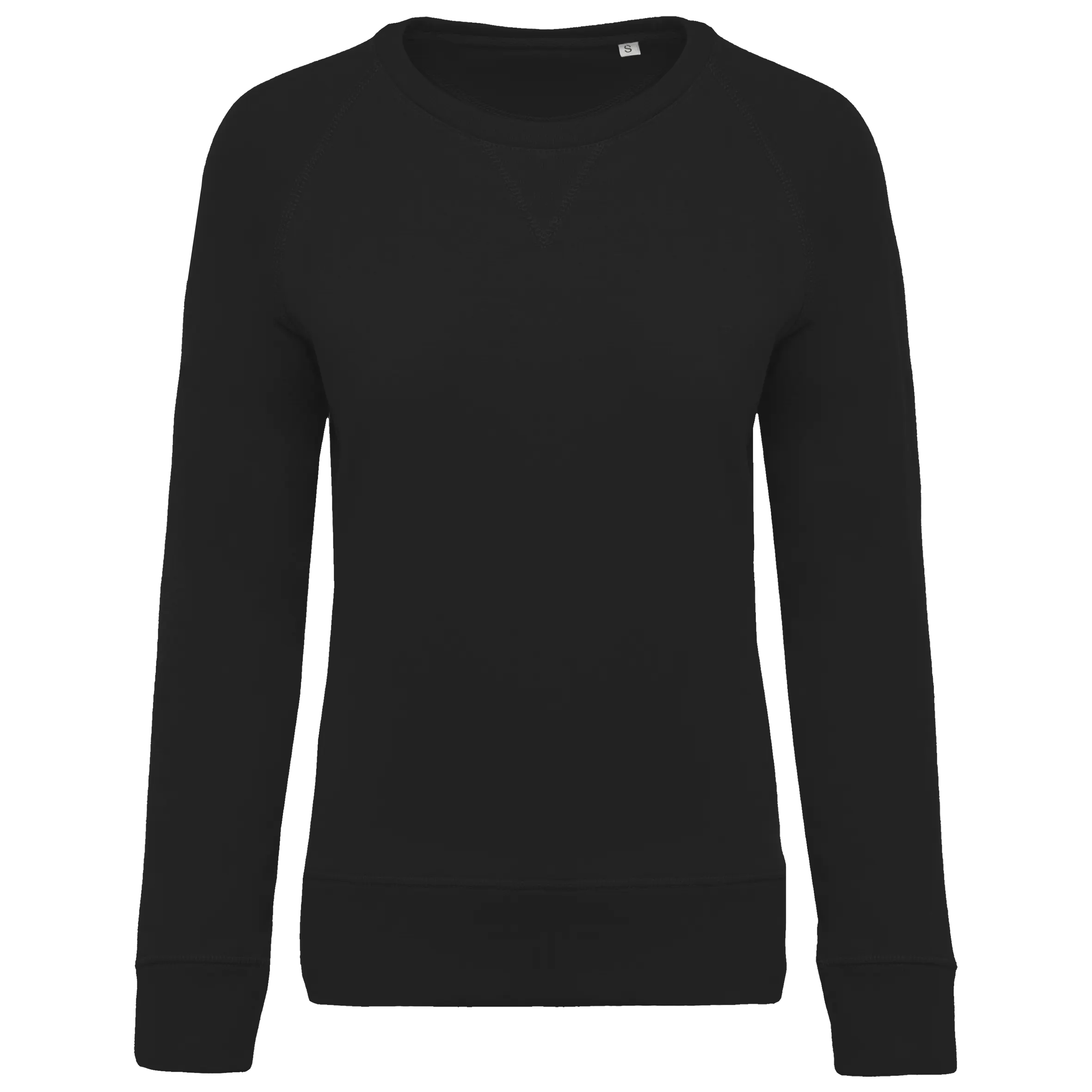 Sudadera algodón orgánico con cuello redondo y mangas raglan de mujer