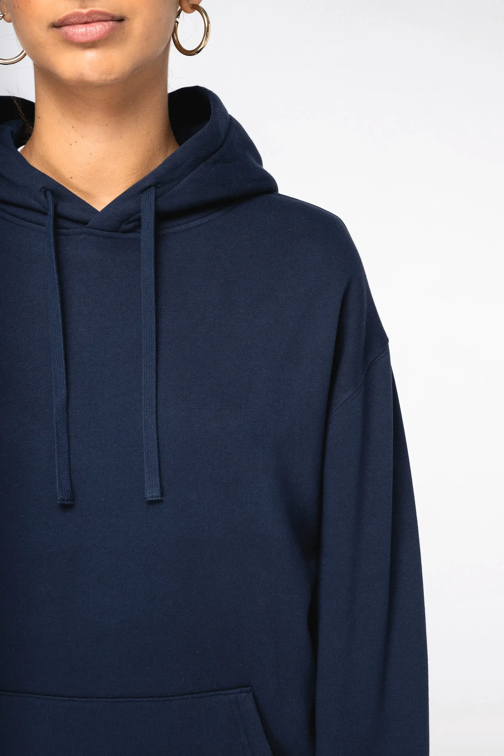 Sudadera ecorresponsable con capucha y hombros caídos felpa perchada unisex