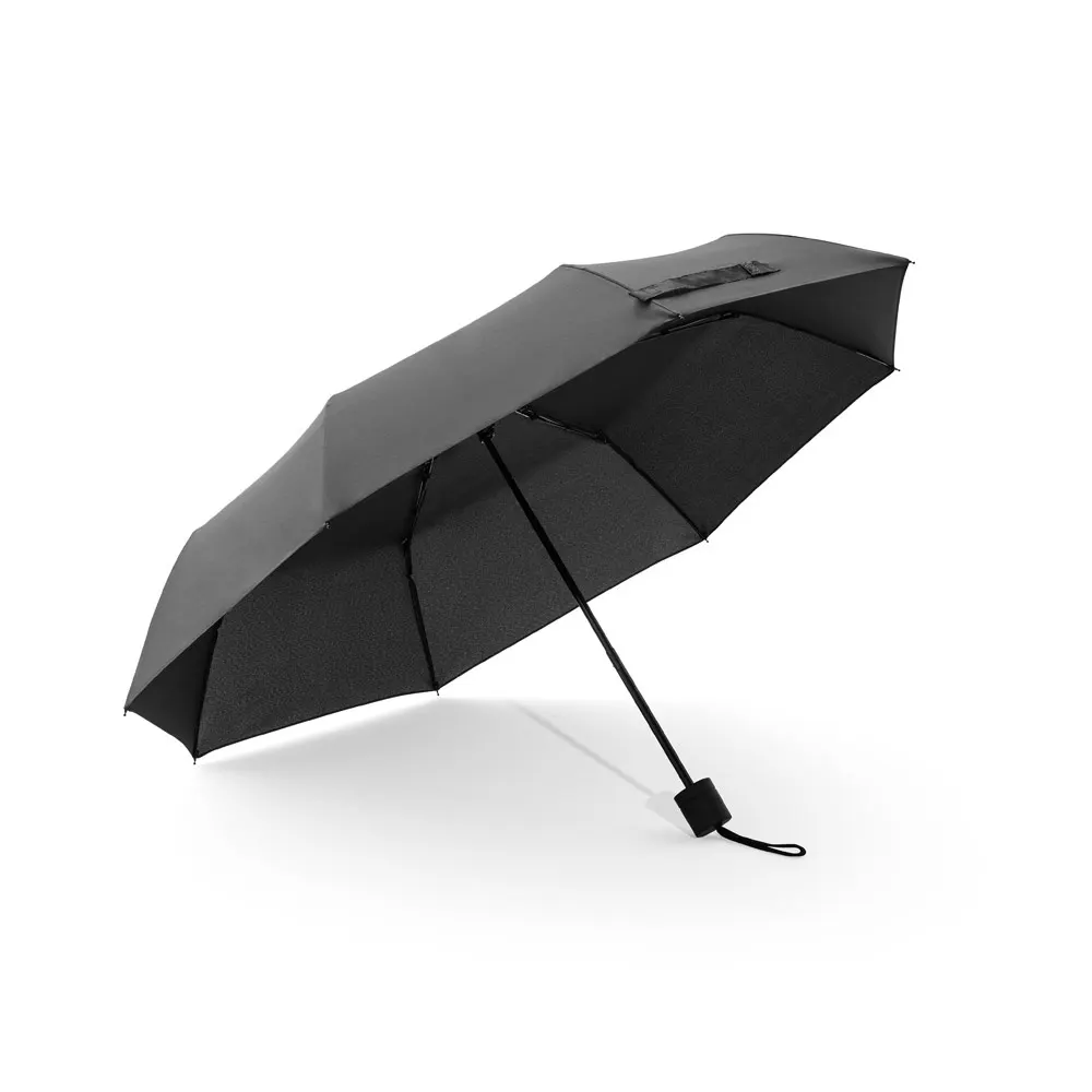 AIDEN. Paraguas de 21" de poliéster reciclado (100 % rPET) pongee 190T, plegable en 3 secciones