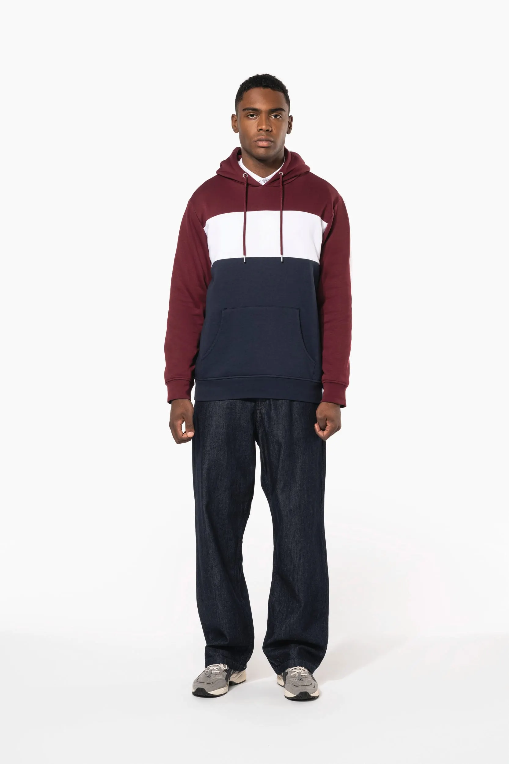 Sudadera tricolor con capucha unisex