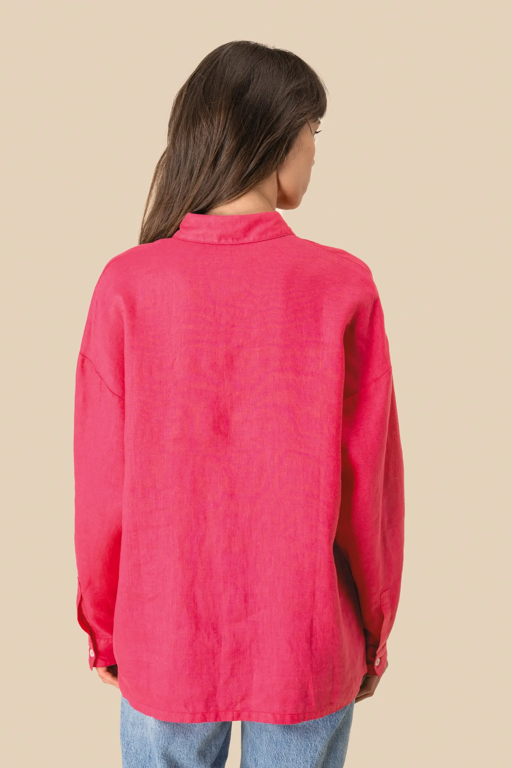 Camisa de lino oversize mujer
