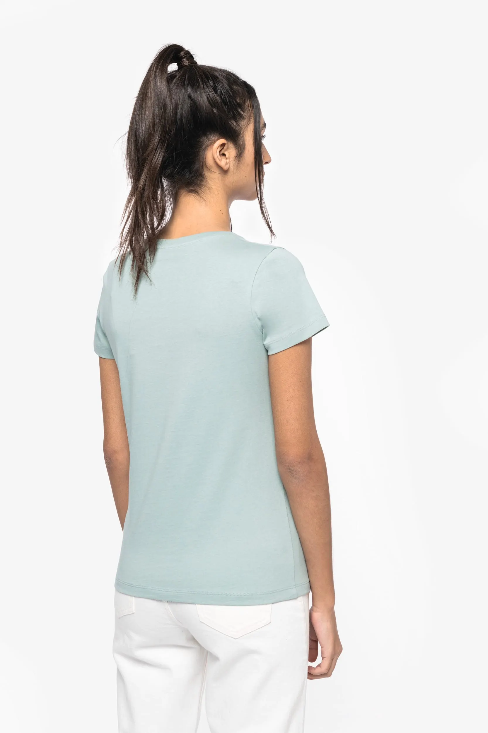 Camiseta ecorresponsable cuello de pico mujer