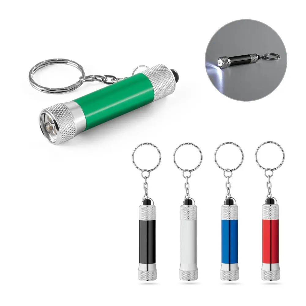 RE-LERGAN. Llavero de aluminio (92% reciclado) con linterna LED de 3 posiciones