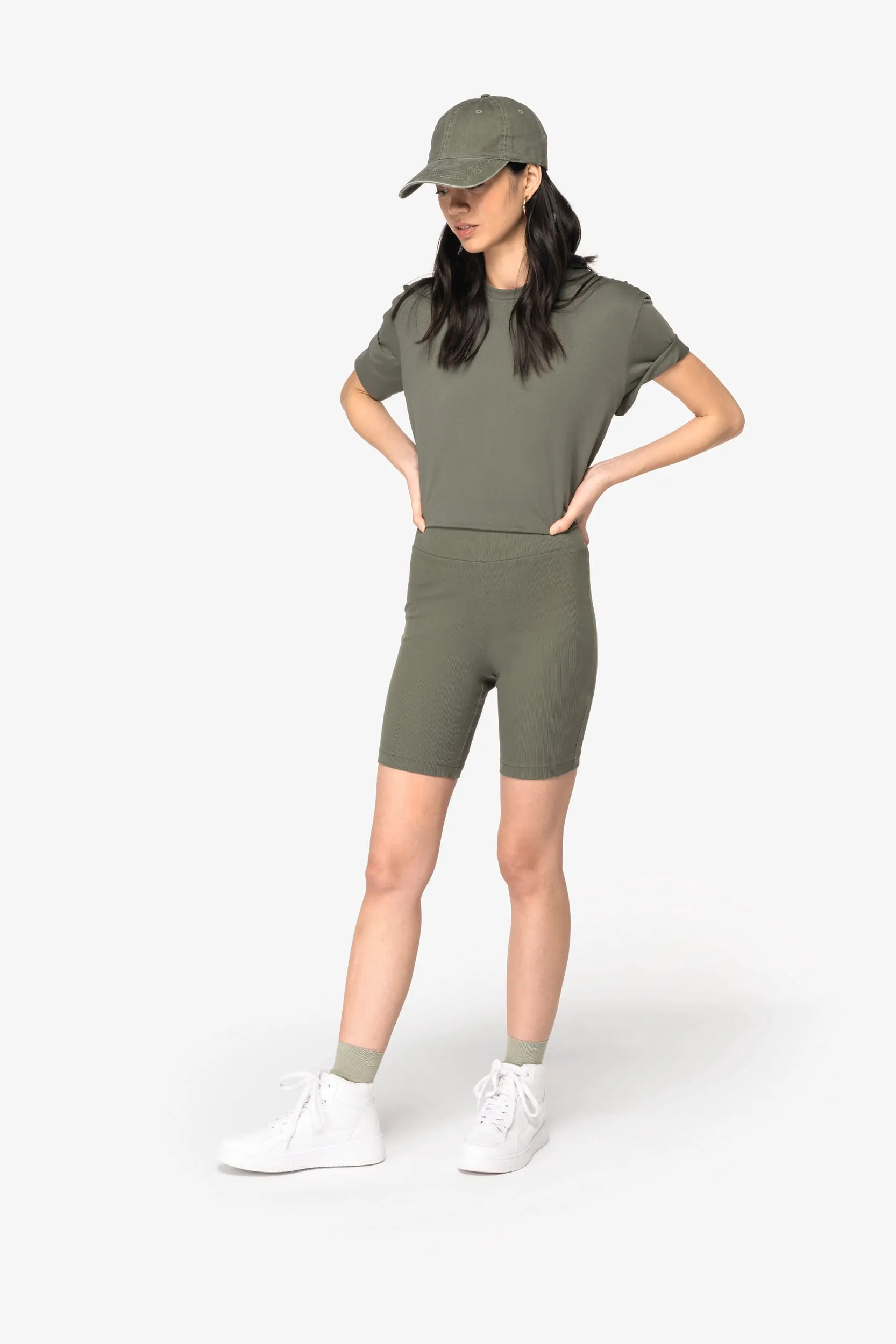 Short ecorresponsable de acanalado mujer