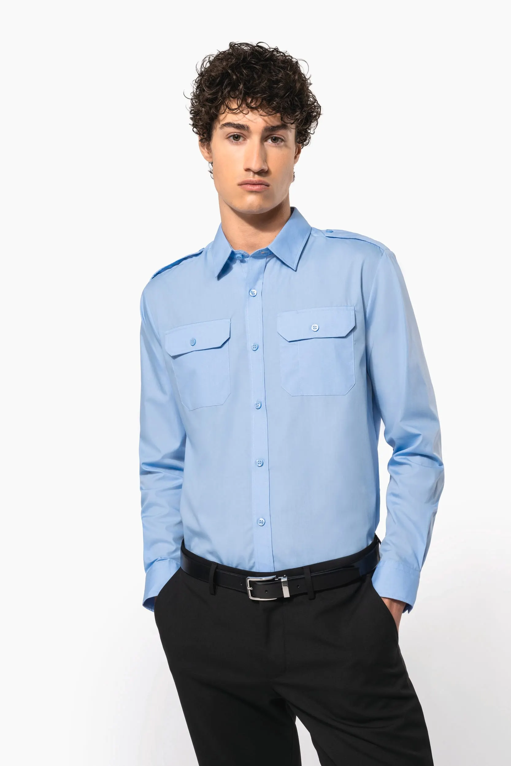 Camisa piloto manga larga hombre