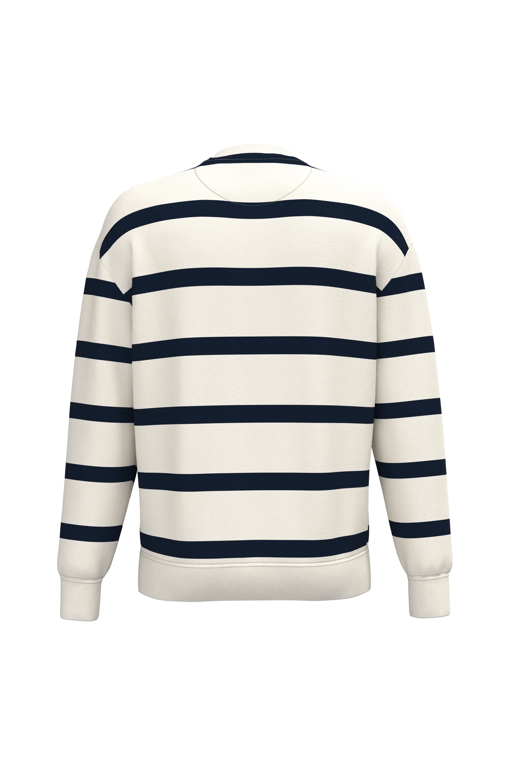 Sudadera ecorresponsable de cuello redondo a rayas y hombros caídos unisex