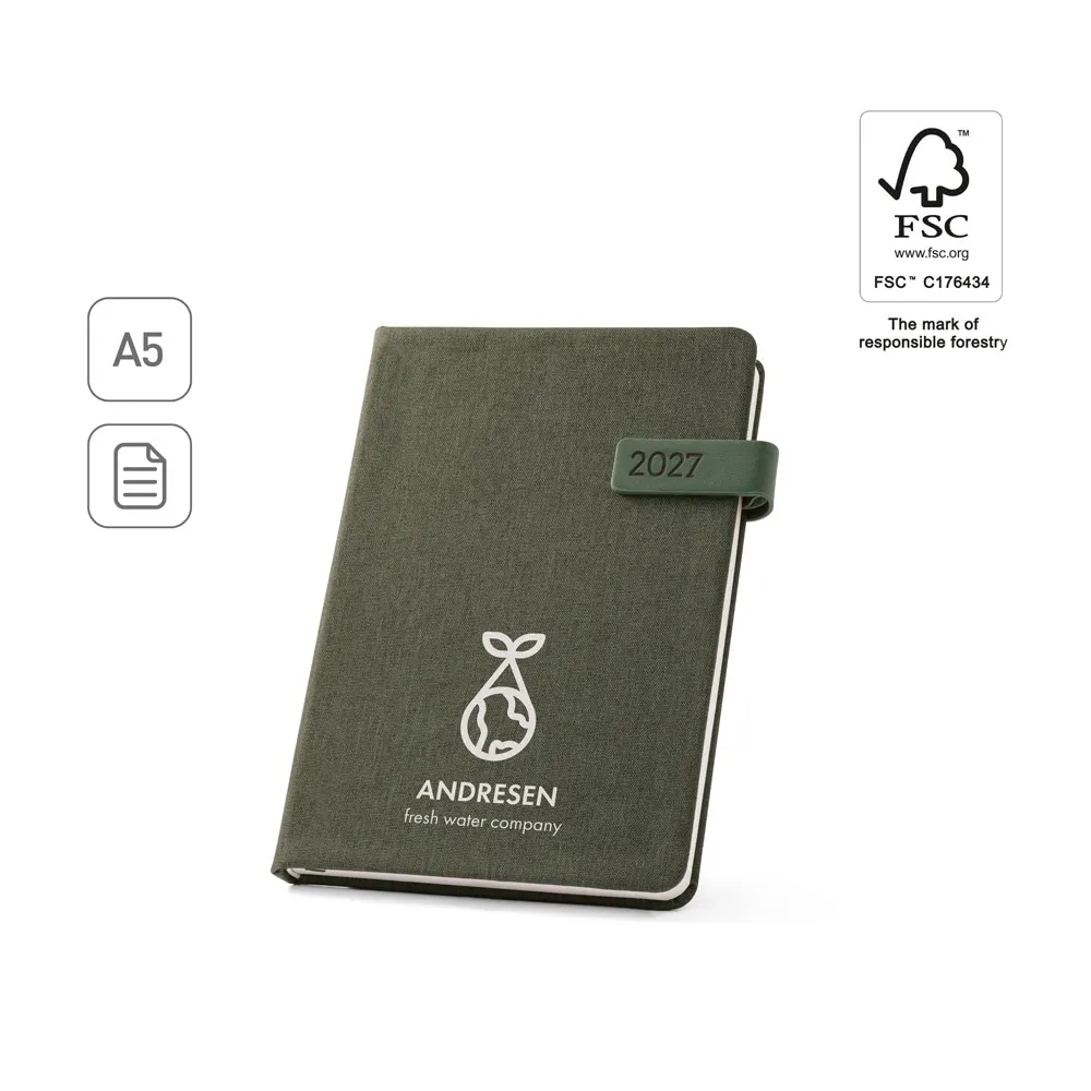ANDRESEN A5. Agenda en poliéster reciclado (100% rPET)