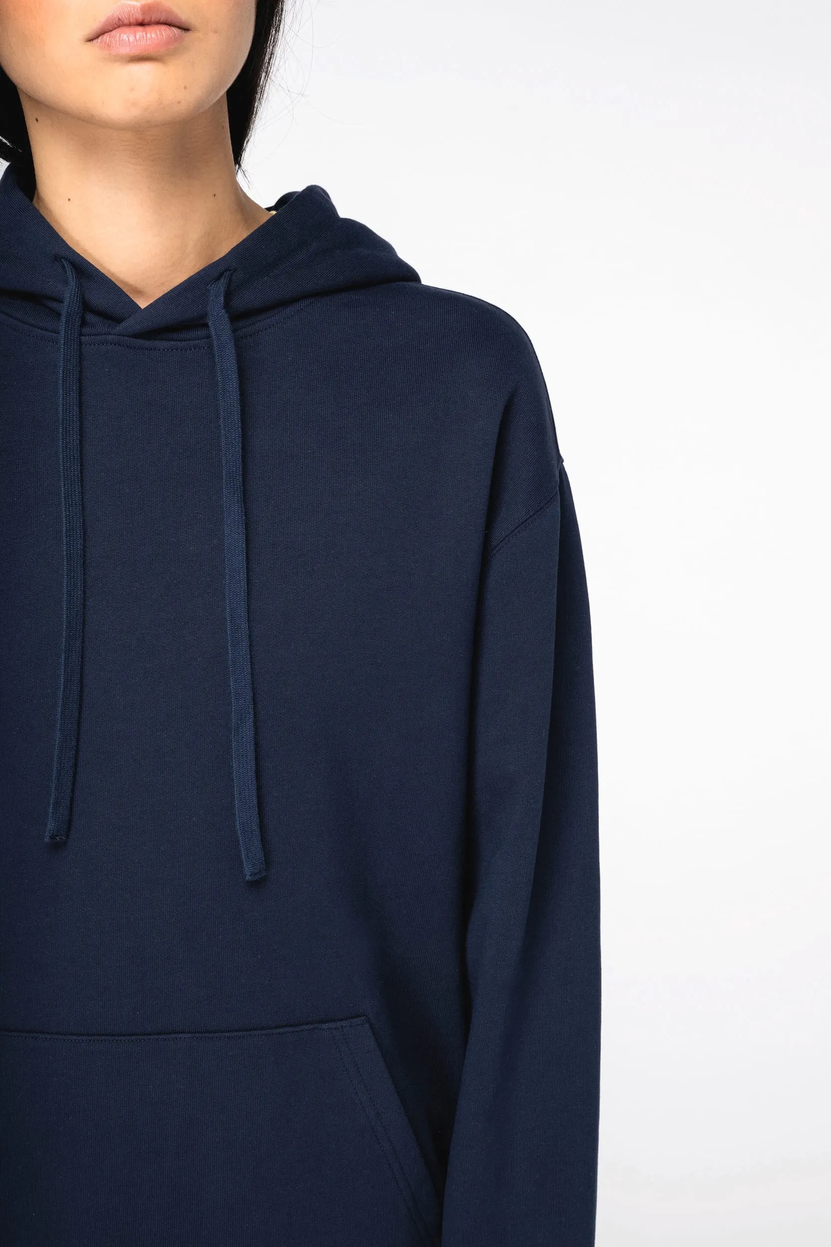 Sudadera ecorresponsable con capucha y hombros caídos French Terry unisex