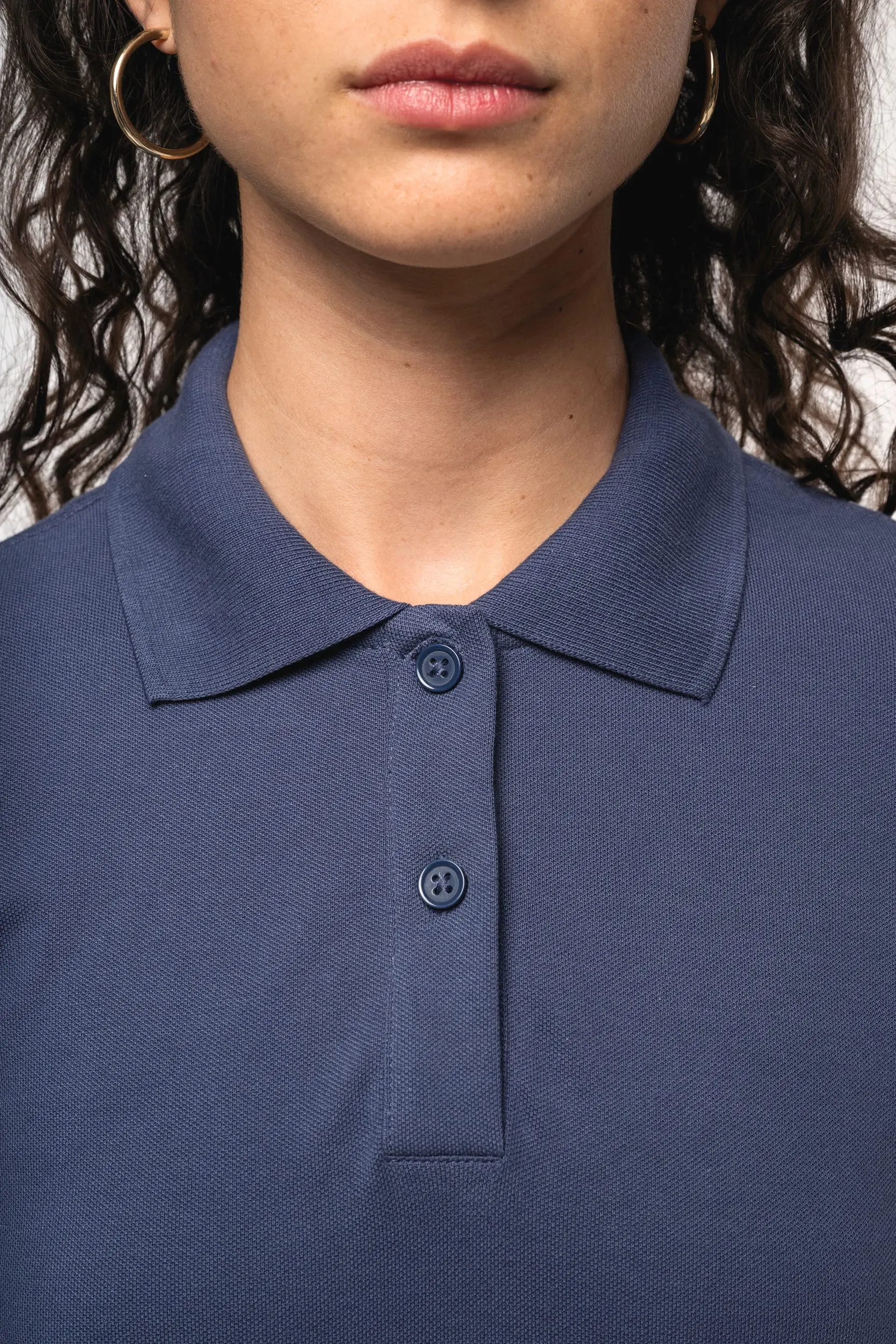 Polo de punto piqué manga corta mujer