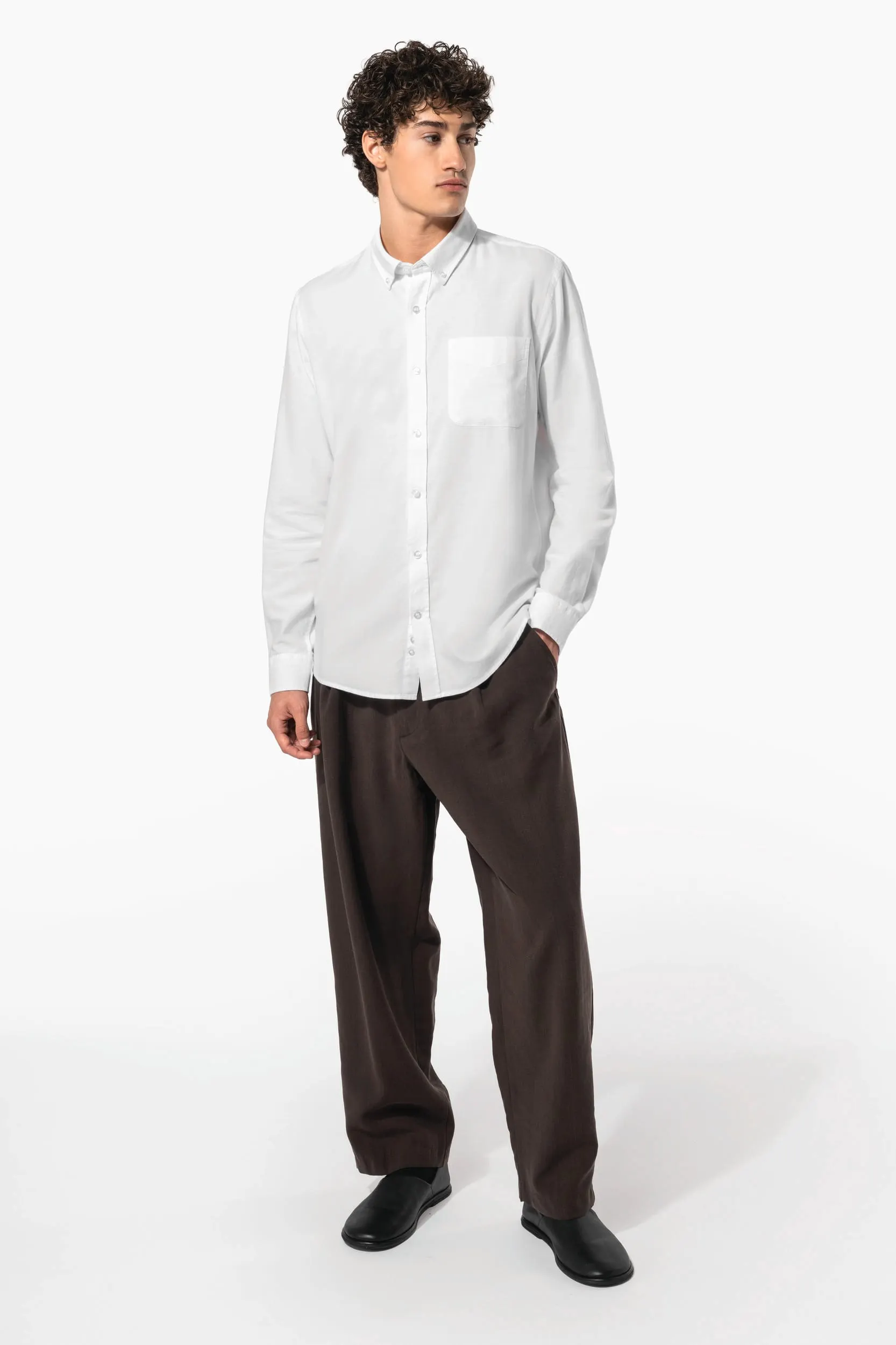 Camisa oxford lavada manga larga