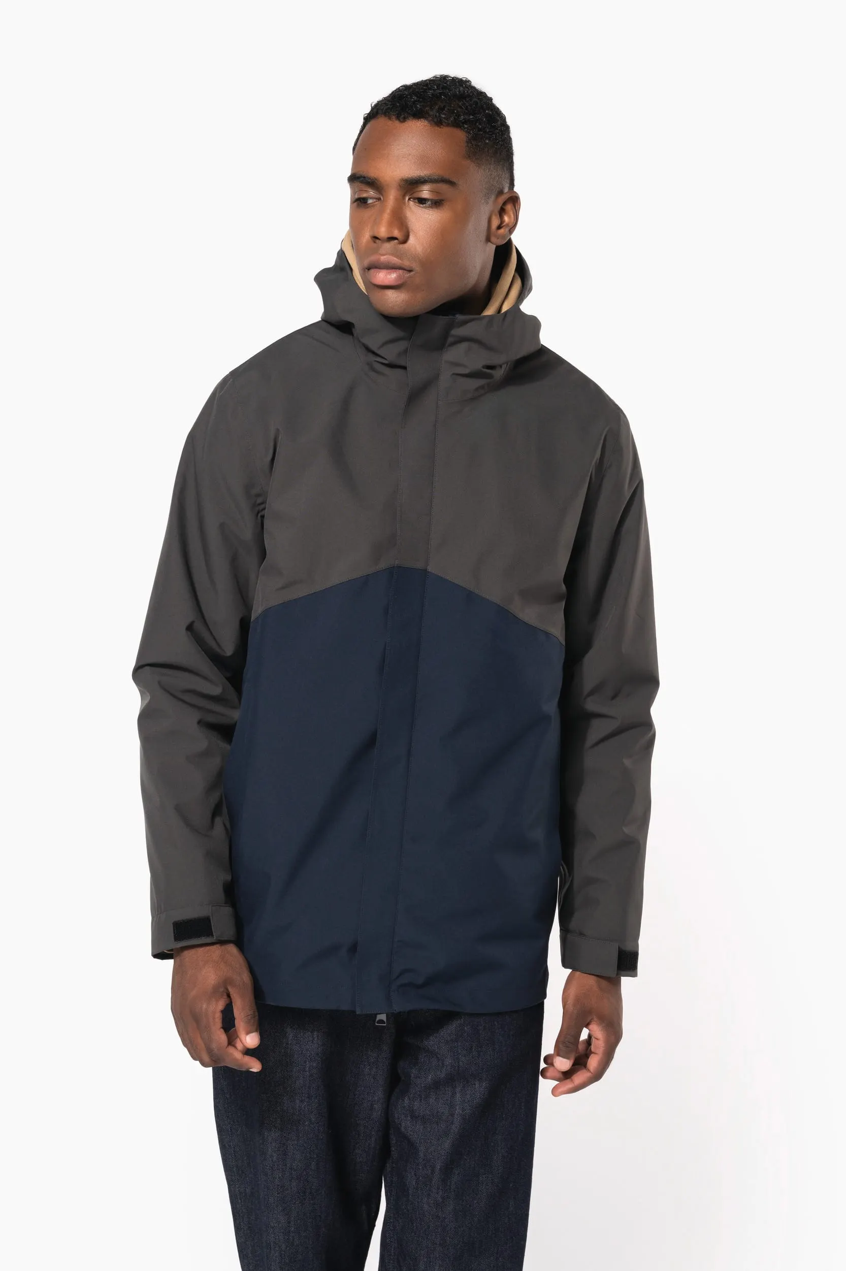 Parka 3 en 1 impermeable con capucha bicolor unisex