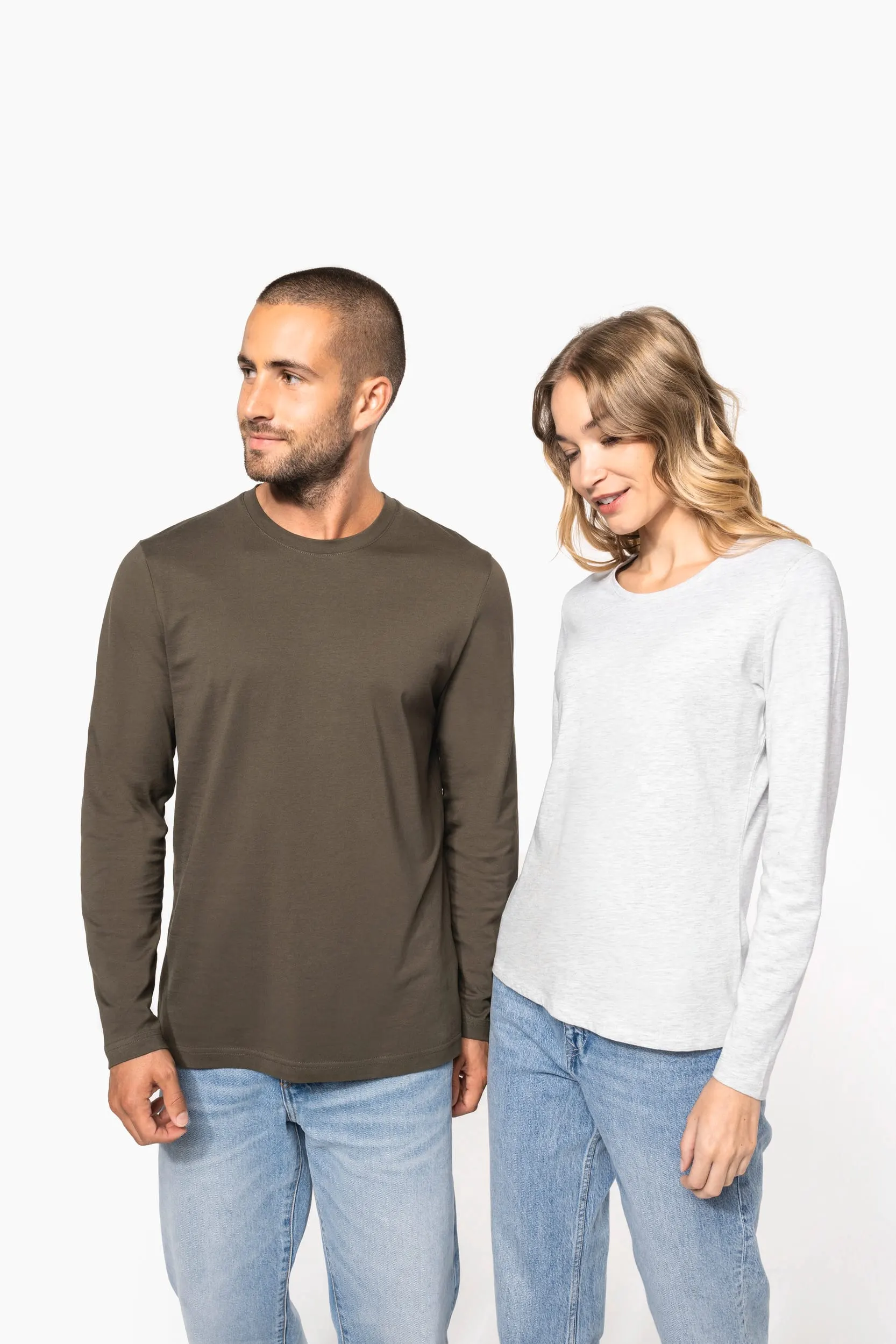Camiseta manga larga y cuello redondo mujer