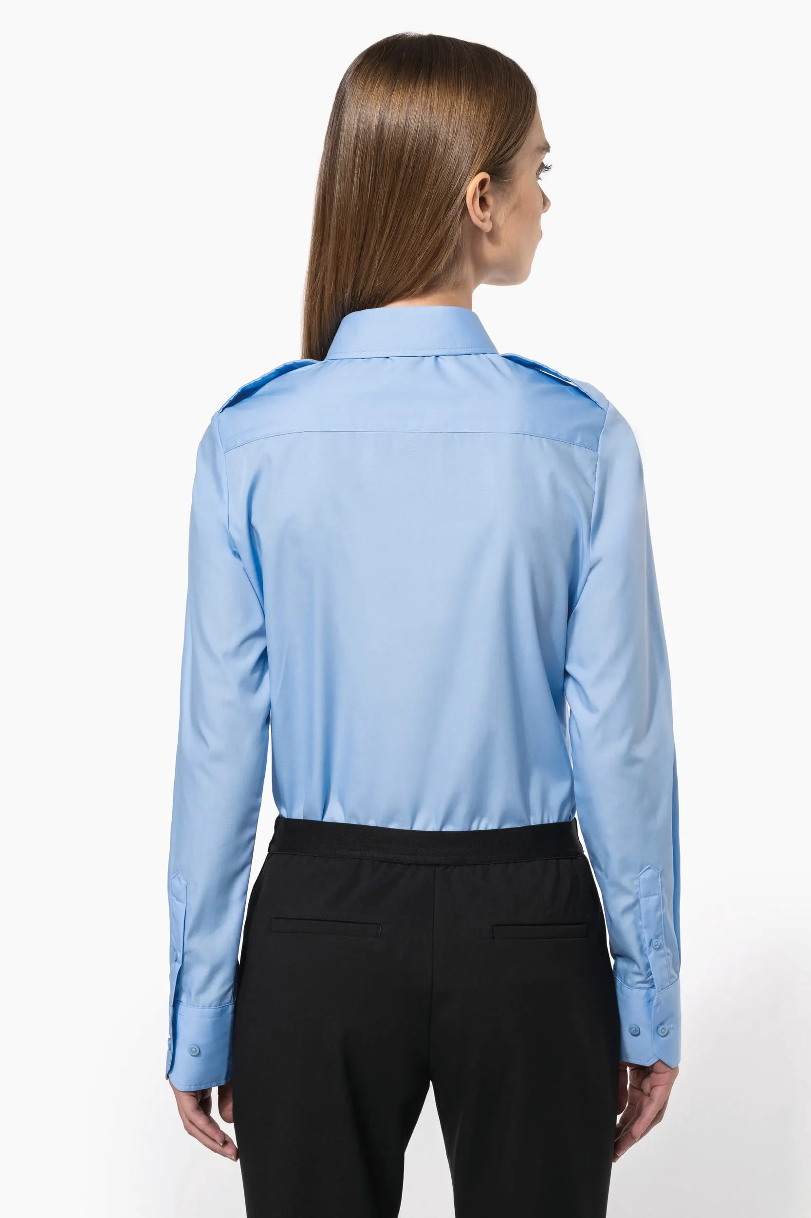 Camisa piloto manga larga mujer