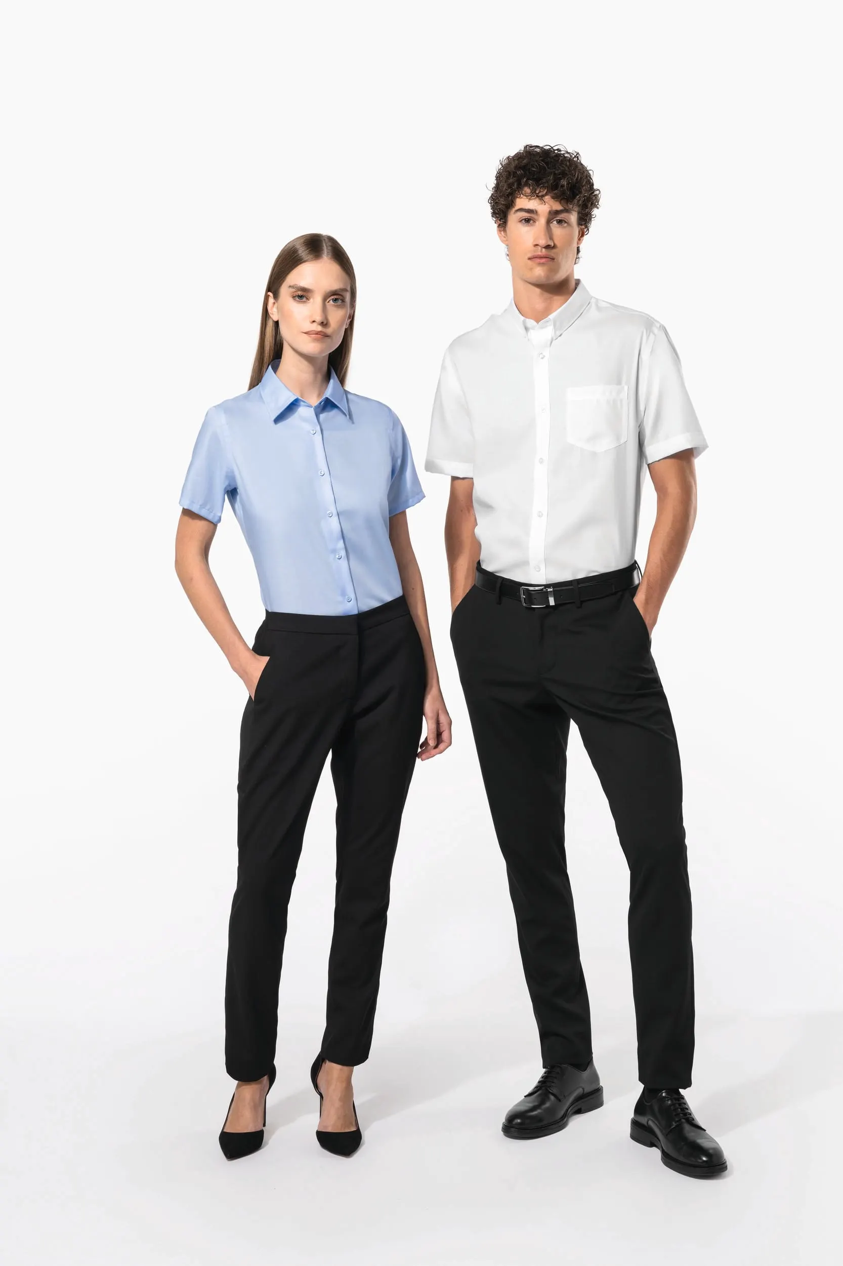 Camisa no-plancha manga corta mujer