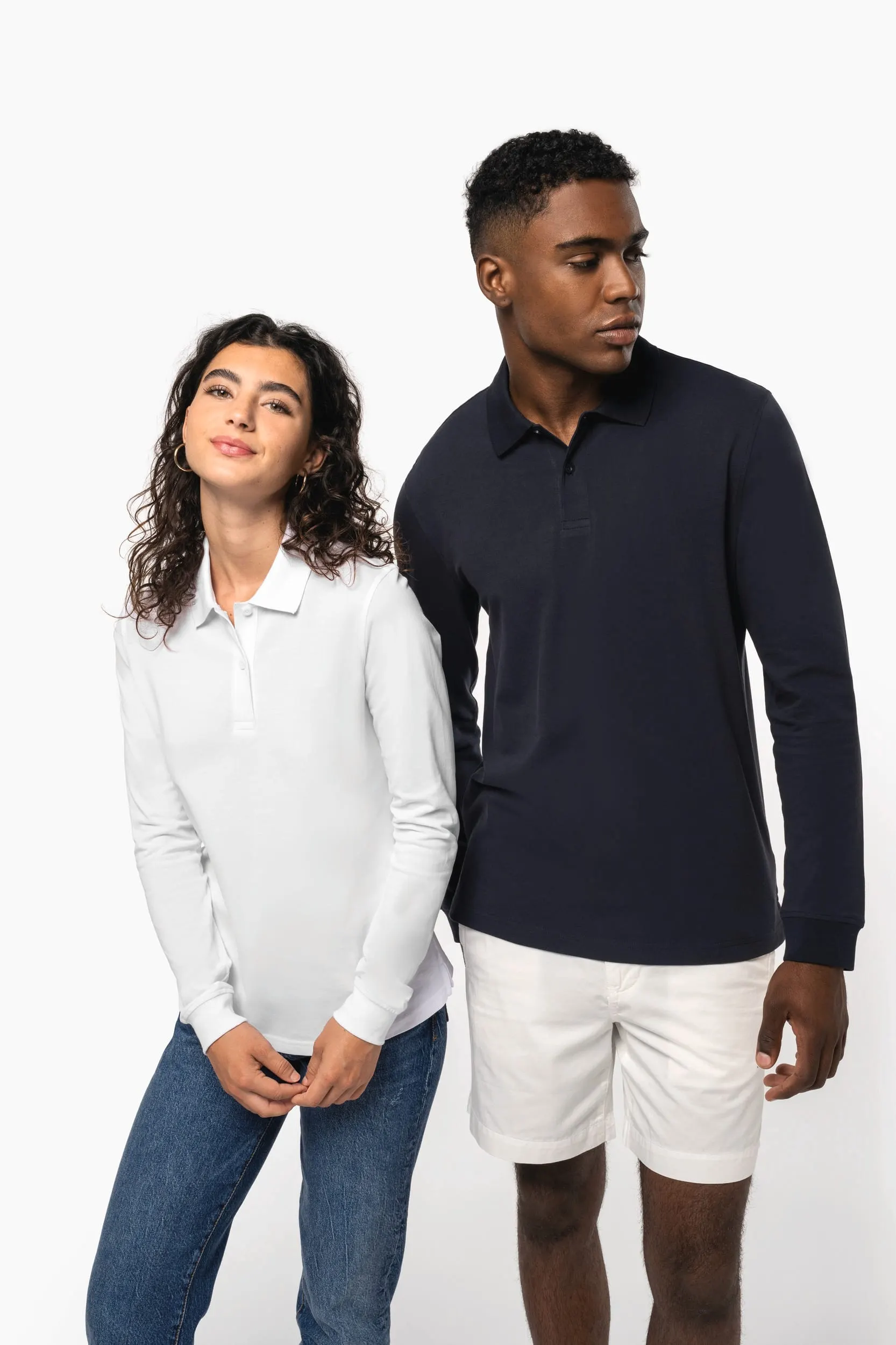 Polo de punto piqué manga larga Bio180 mujer