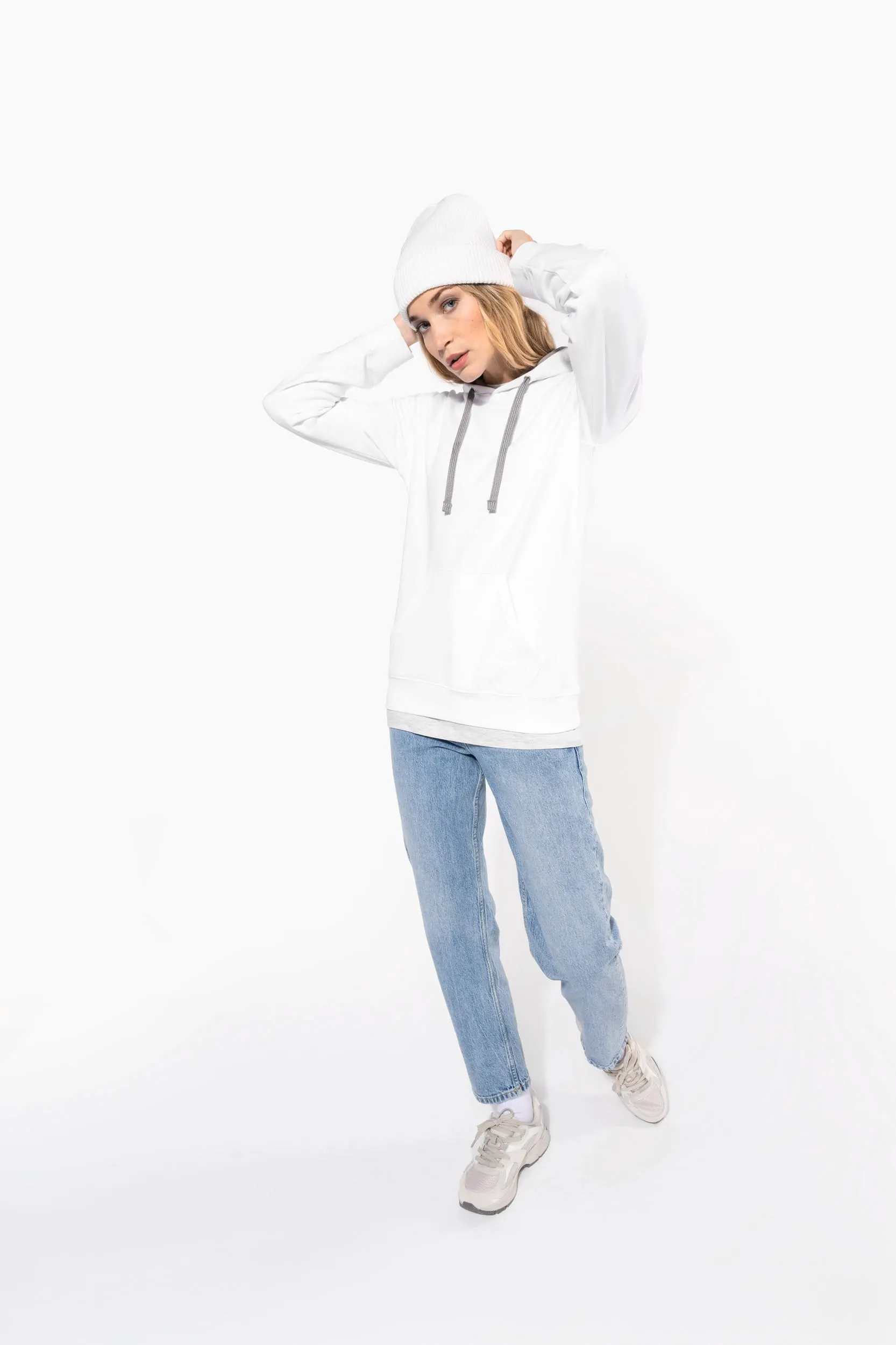 Sudadera capucha contrastada mujer