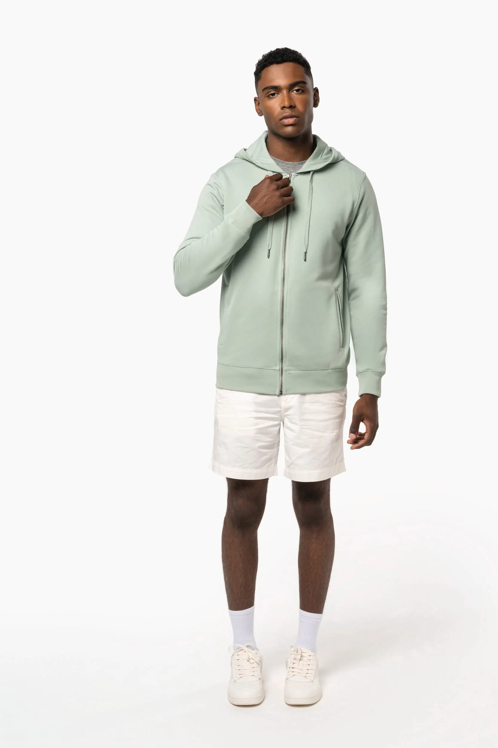 Sudadera ecorresponsable french terry con capucha y cremallera - Unisex