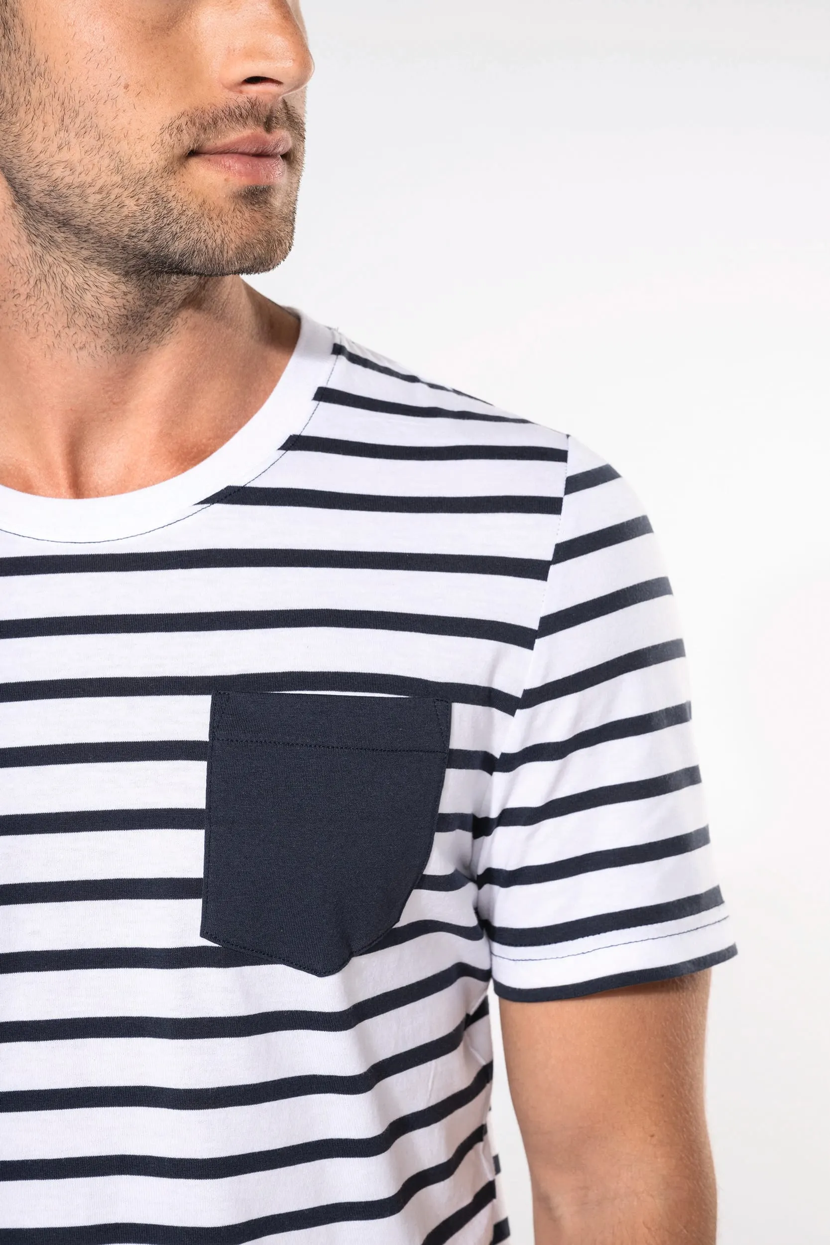 Camiseta Marinera a rayas con bolsillo manga corta