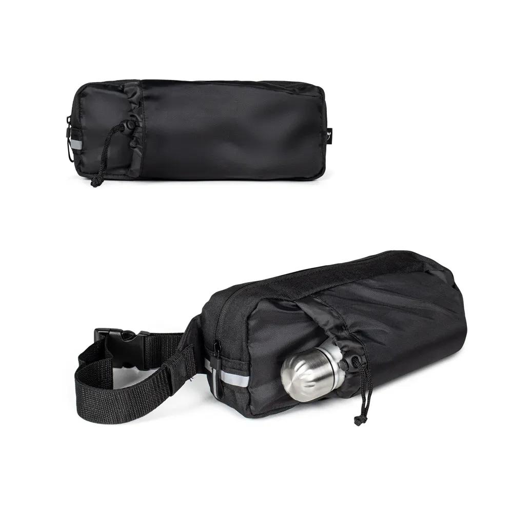 DELFOS POUCH SHINY. Riñonera 300D poliéster reciclado (acabado brillante) y 600D poliéster reciclado con elementos reflectantes