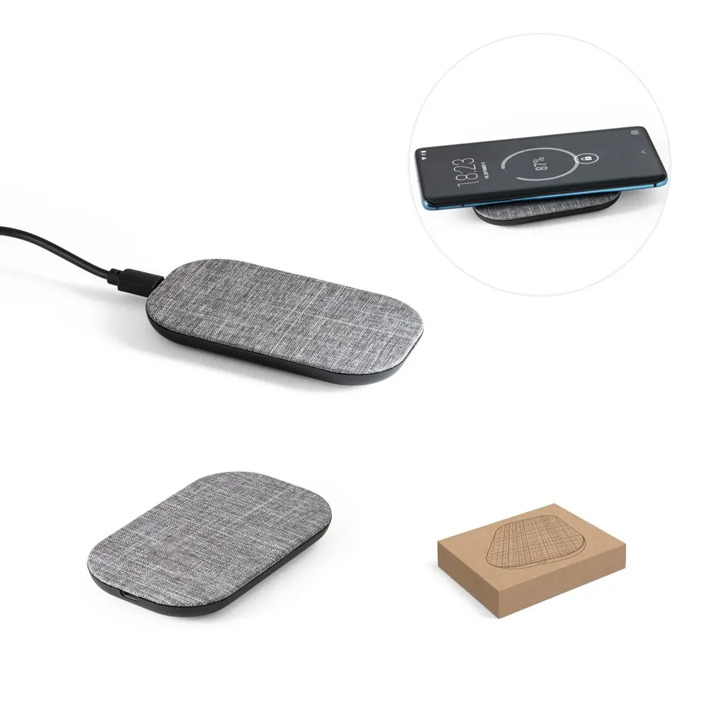 RENEWAL CHARGER. Cargador inalámbrico rápido de 10W, fabricado en PET reciclado (100% rPET)