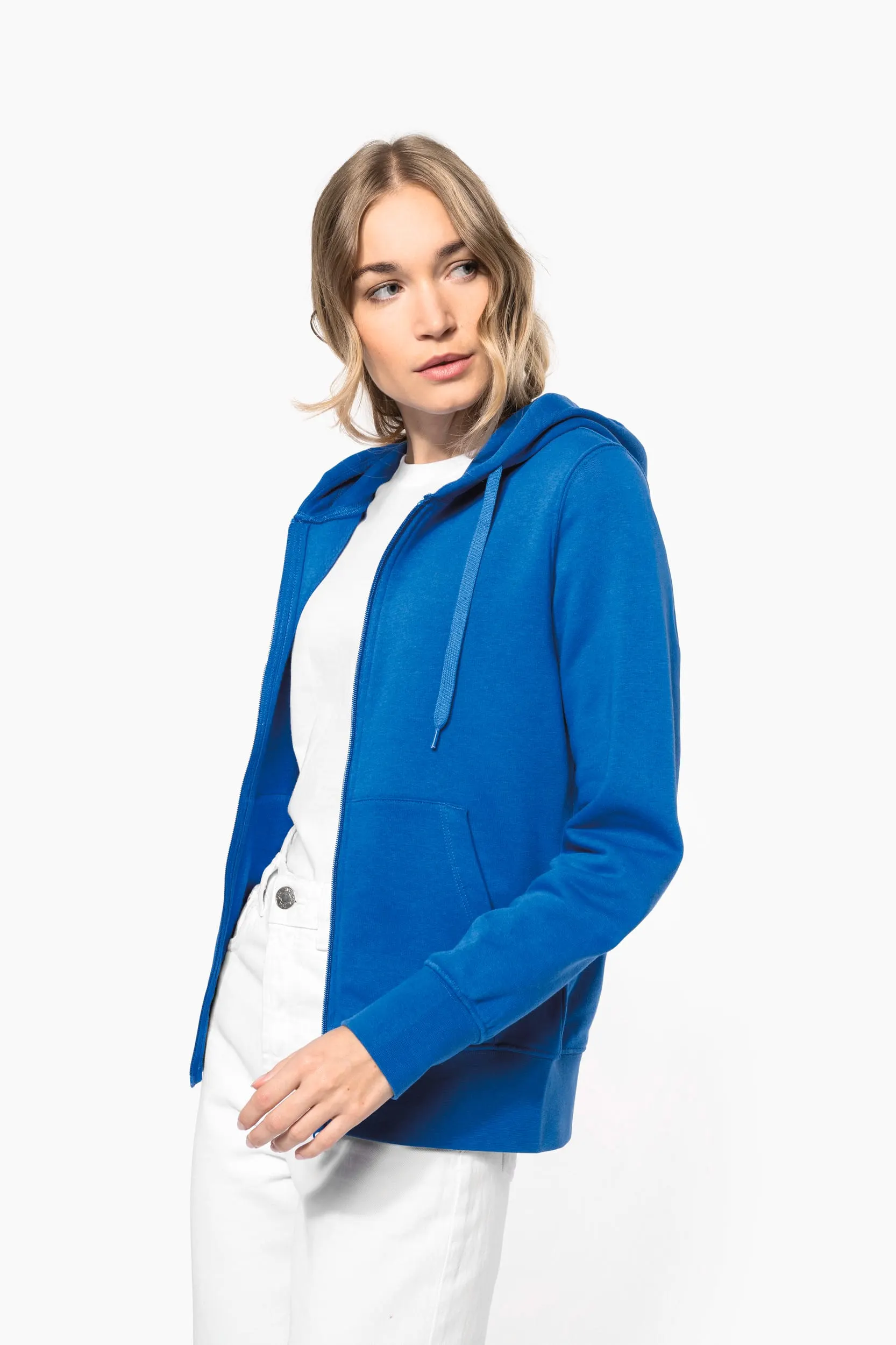 Sudadera con capucha y cremallera ecorresponsable mujer