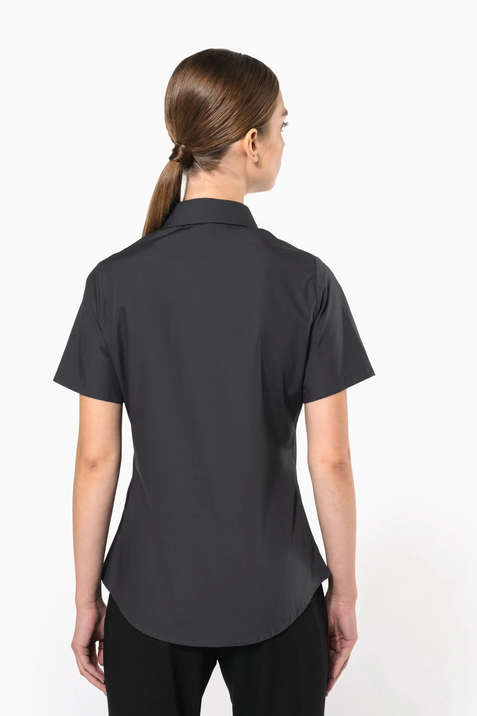 Camisa popelina manga corta mujer