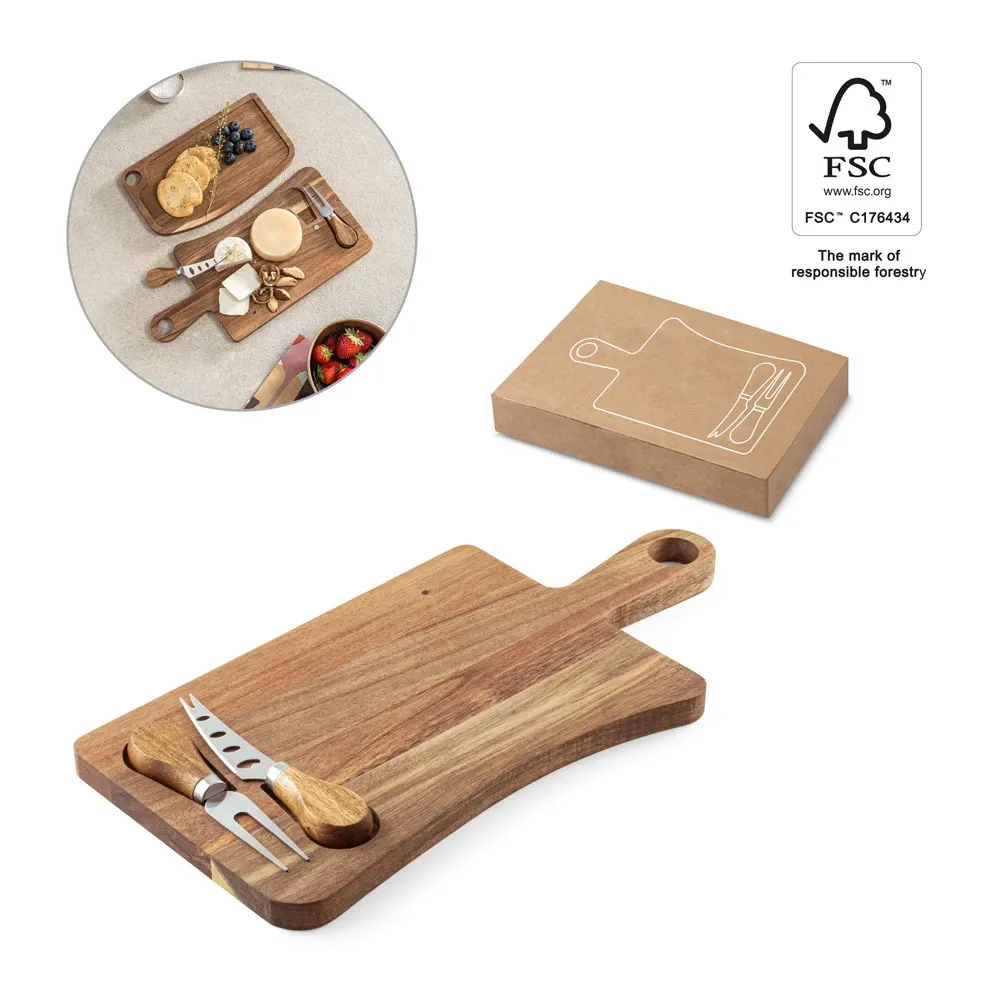 CASSIA. Tabla para quesos de madera de acacia con mango